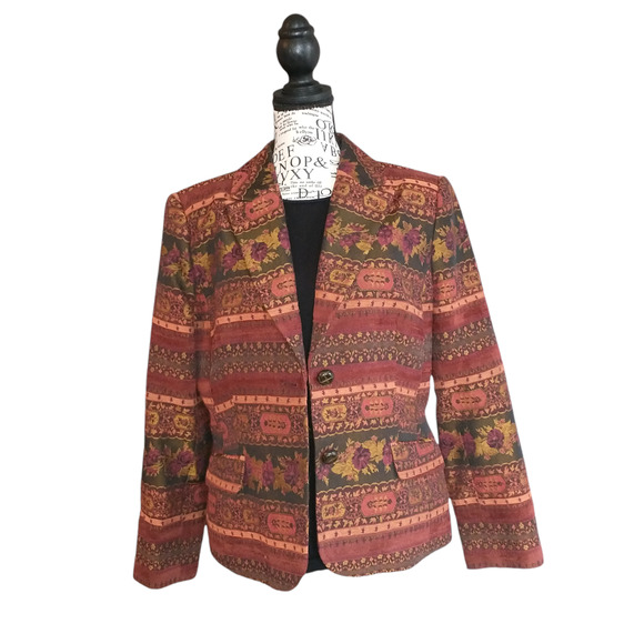 Women's Tapestry Blazer Size 10 (Fits like 8) Unique Artsy Statement Style Trend - Picture 6 of 8